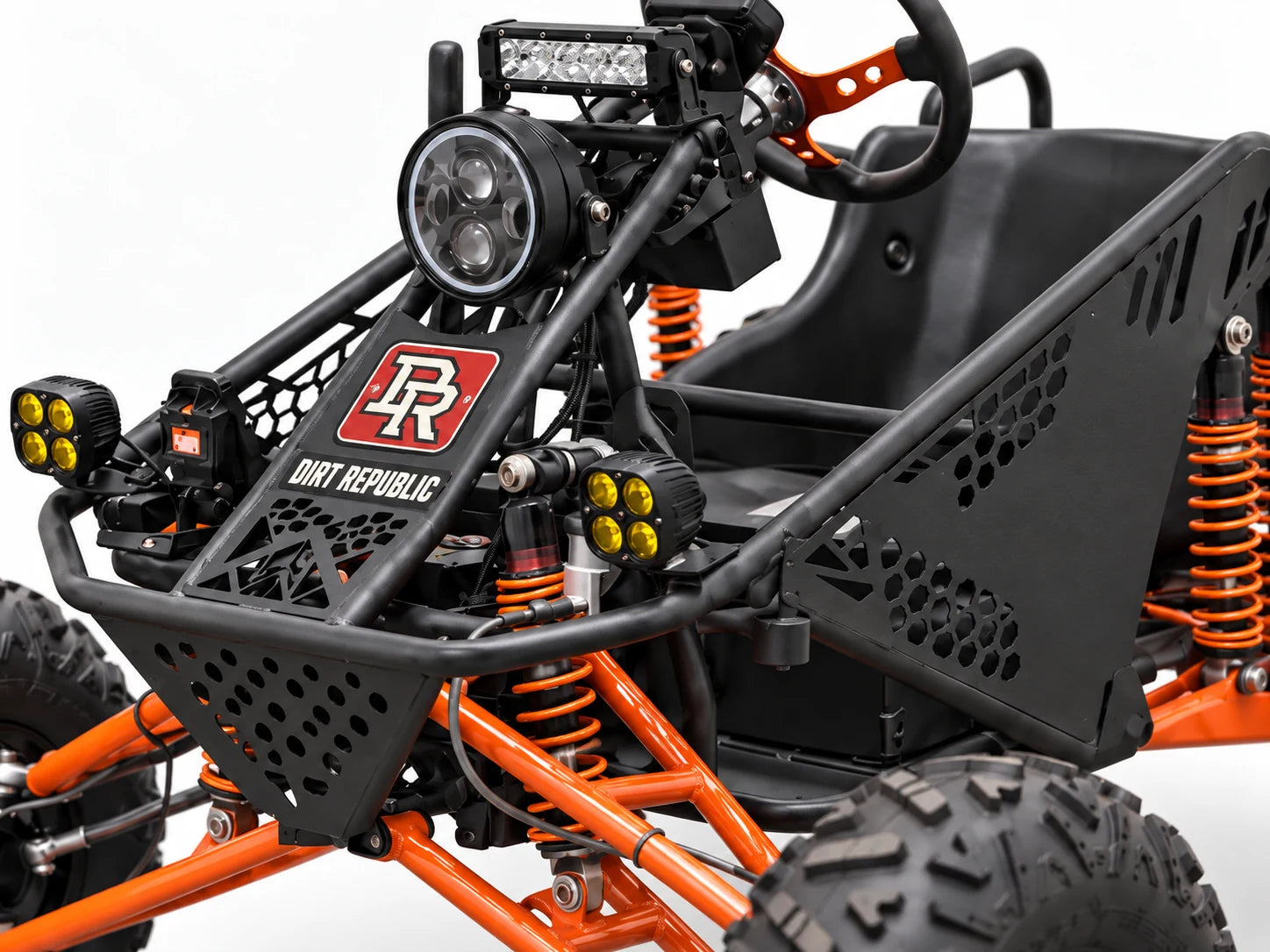 Dirt Republic frame, front branding and bodywork detail